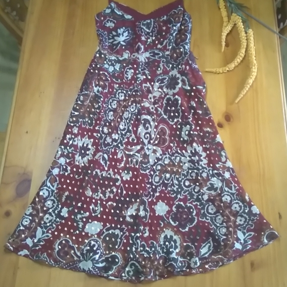 Ann Taylor gold & silk flowery high waisted midi dress AU 6 - Picture 2 of 7